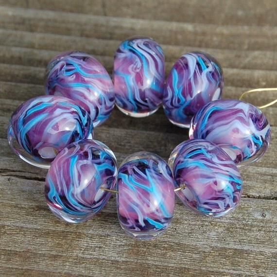 Twilight - Set of 8 Encased Lampwork Beads - Dan O Beads