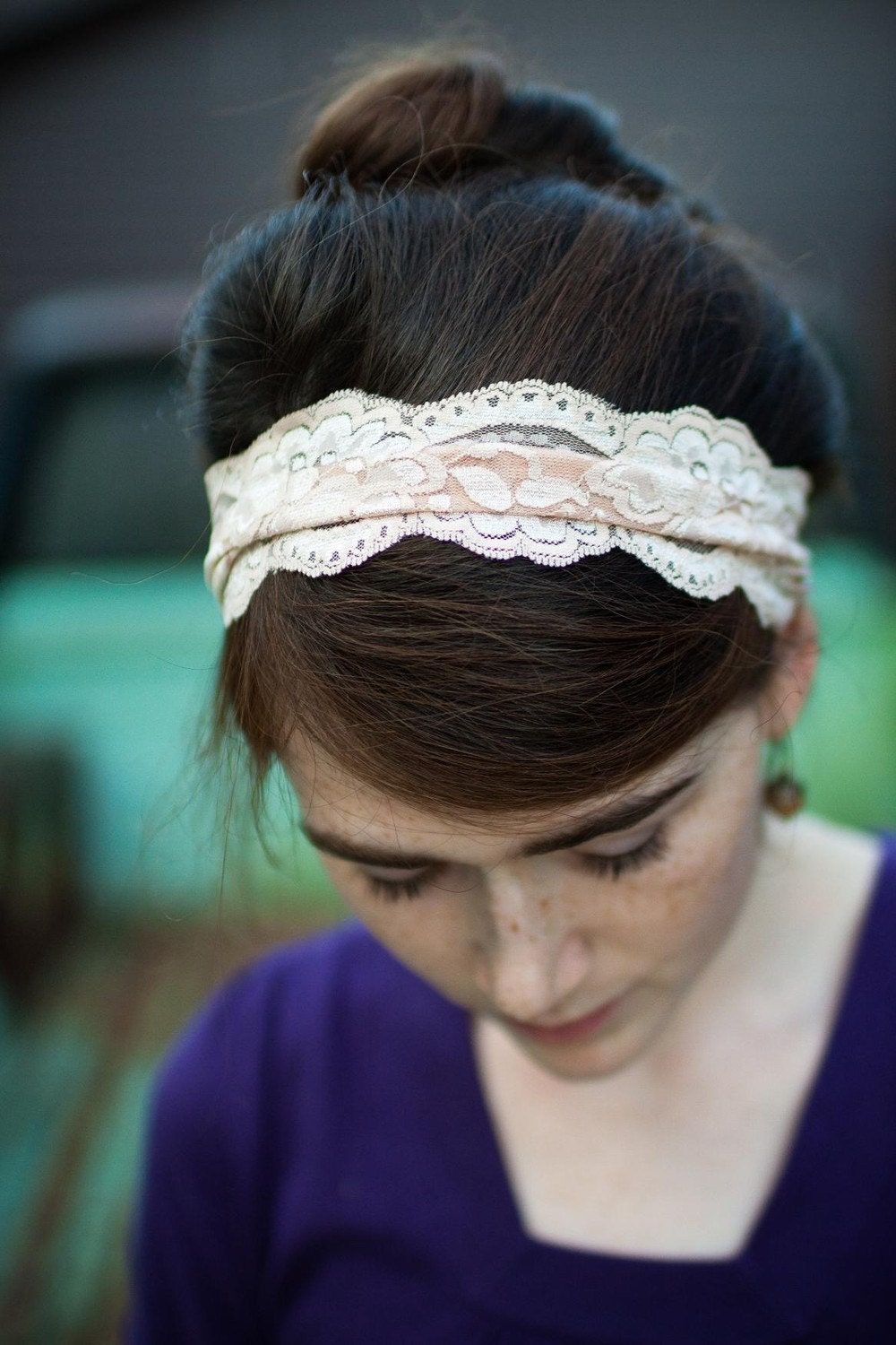 caramel Cream stretch Lace headband-- Classic Garlands of Grace hair accessory