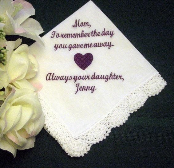 Personalized Wedding Gift --  Wedding handkerchief for Mother of the Bride with Gift Box 95S