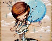 Moon Balloon lights the Twilight and Her Valentine-Pinkytoast Art Print-8x8
