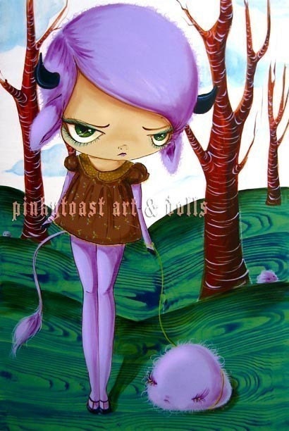 Sad Eyed-Purple Buffalo Girl and her fuzzy pets