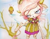 Horned Angel and her Pin Cushion Peep-Pinkytoast Art Print-8x10
