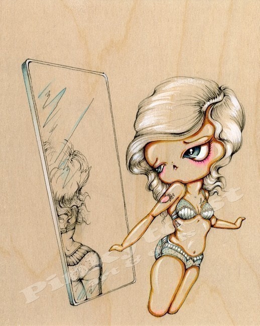 Girl in The Mirror-B Movie Vintage Glamour-Pinkytoast Art Print-8x10