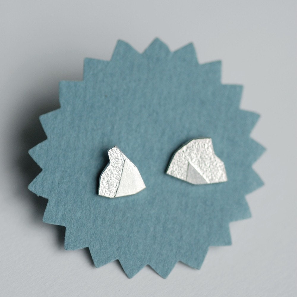 Small Mountain Sterling Silver Studs. Adventure earrings. LAST PAIR