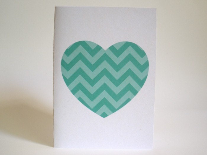 Loveheart Card - Green Chevron Stripe - Post Consumer Recycled