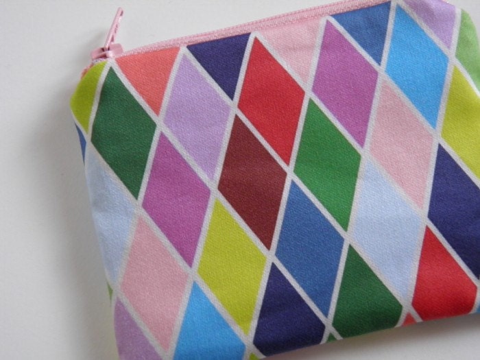 50% OFF SALE - Harlequin Coinpurse - Rainbow - made of Organic Cotton