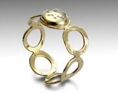 Engagement ring - 14k yellow gold ring with rose cut Opalite stone - The promise