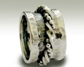 Sterling silver infinity knot braided wedding band with silver twisted braided spinner - One last time.