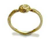 Engagement diamond ring -14K yellow gold handmade diamond ring - Diamond sky