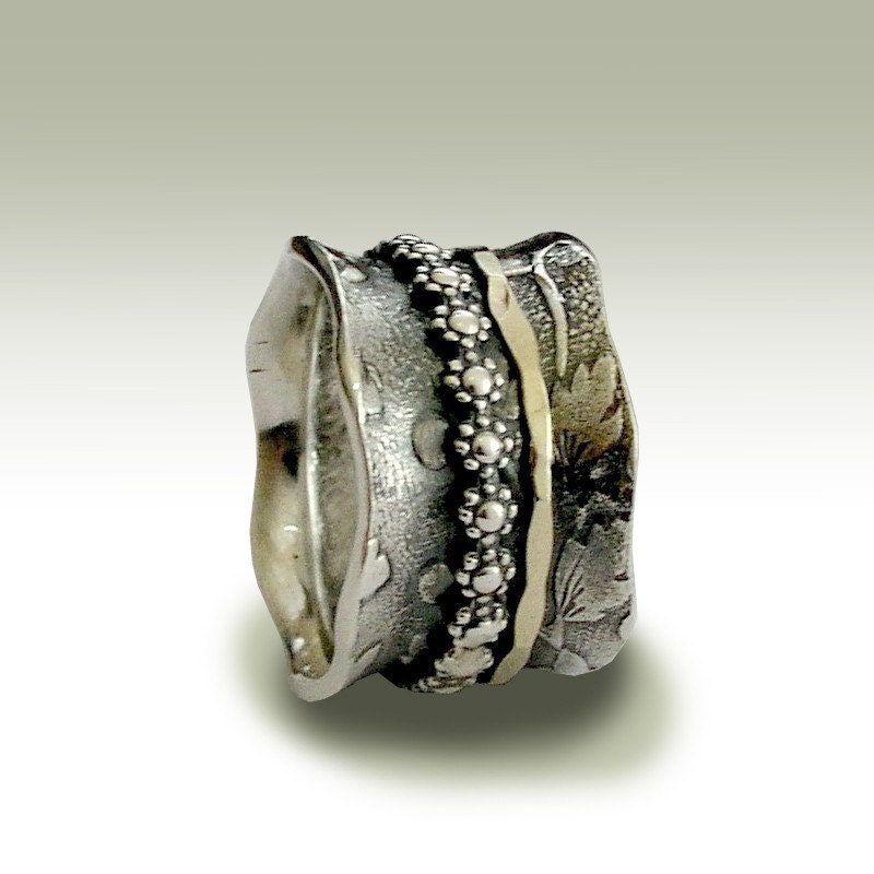 Sterling silver band with silver and gold spinners - I gave you my love
