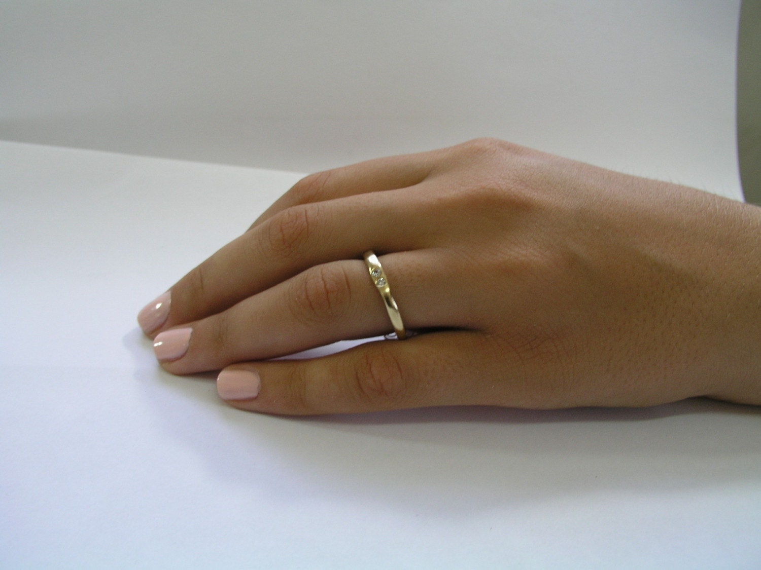 Diamonds engagement ring - 14k yellow gold engagement ring with 2 diamonds - Ensemble.