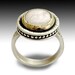 Sterling silver and yellow gold engagement ring set a coin pearl - Moon light