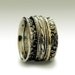 Sterling silver stacking band with silver and gold spinners - In my heart.