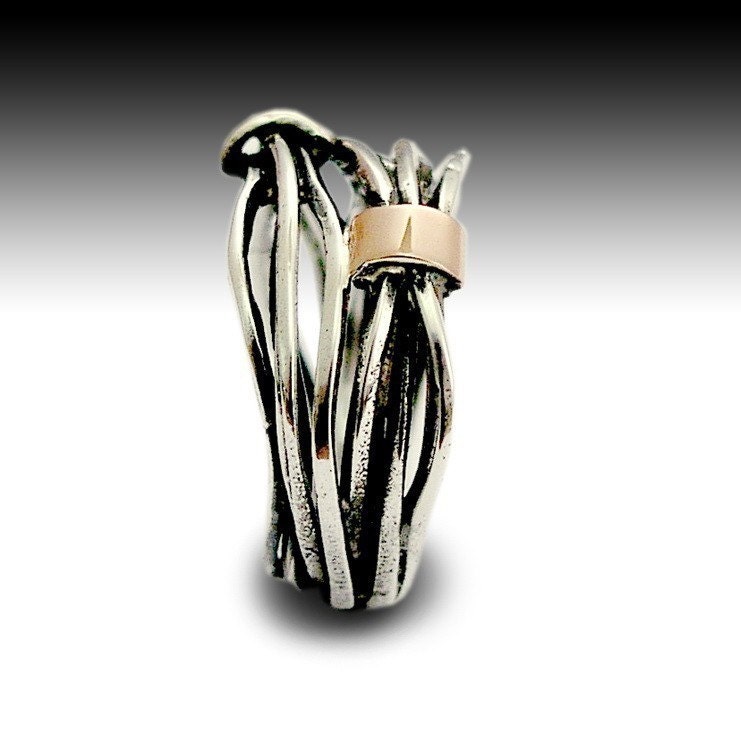 Sterling silver with rose gold unisex wrapped ring - Love of my life