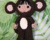 Crochet Pattern- Raquel in a monkey costume amigurumi doll