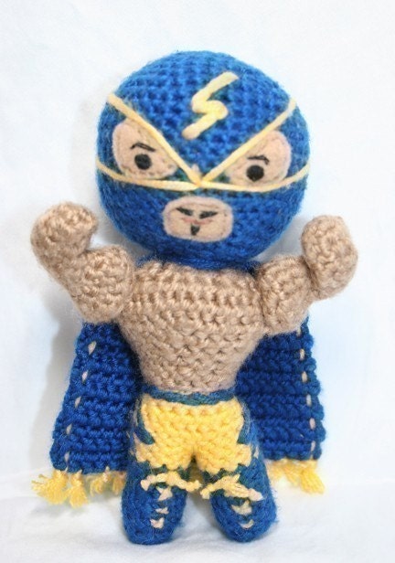 Crochet Pattern- El Rayo Azul Luchador/Mexican Wrestler/Superhero Amigurumi