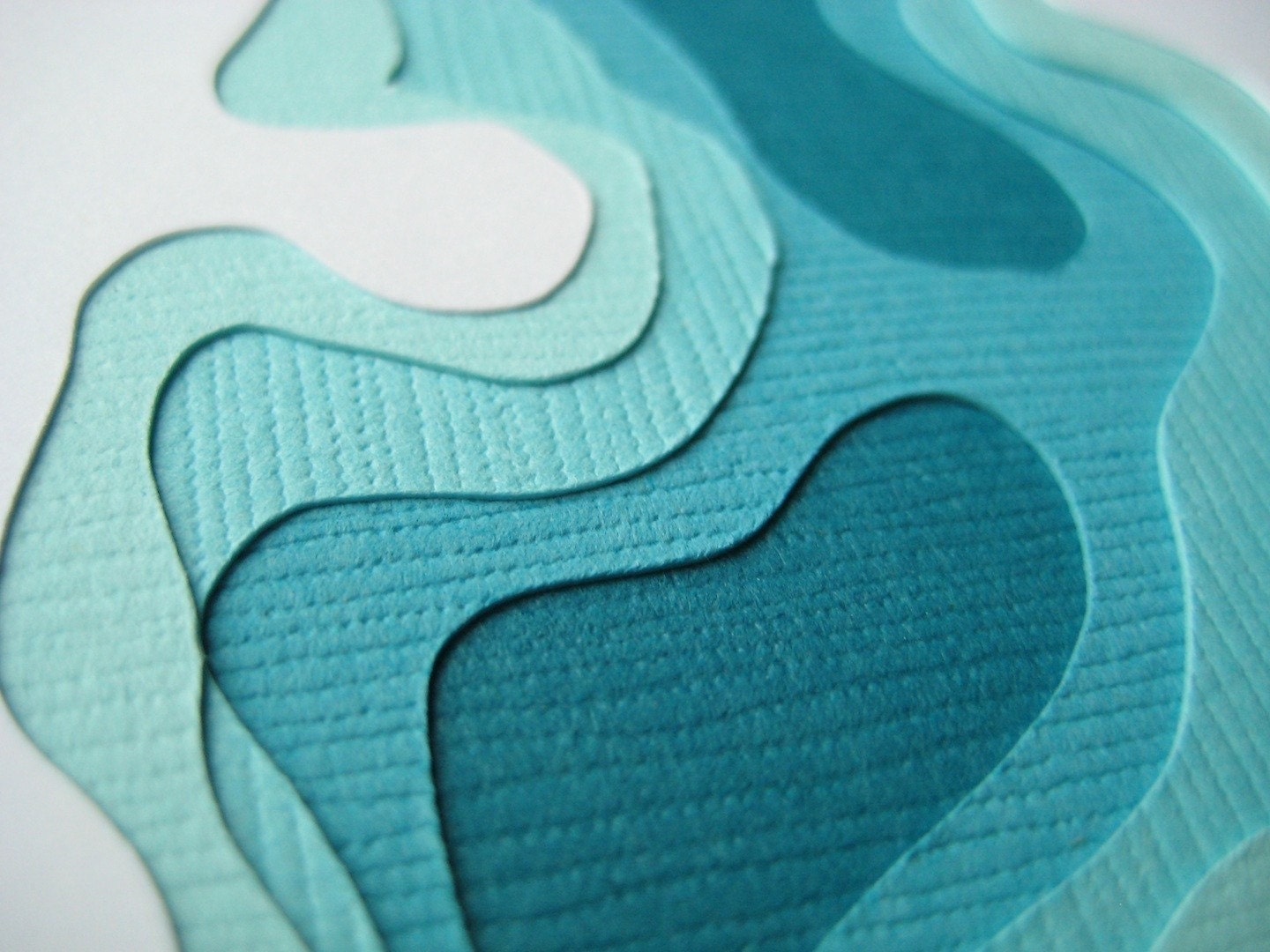 Topography in Aqua - Set of 4 handcut cards