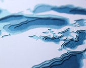 Whitefish Chain of Lakes - original 8 x 10 papercut art in your choice of color