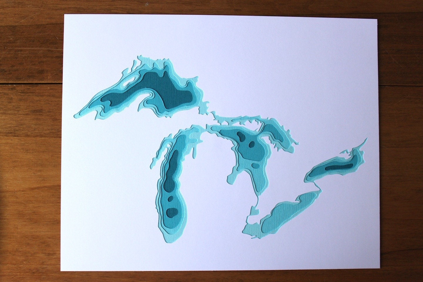 The Great Lakes - original 8 x 10 papercut art