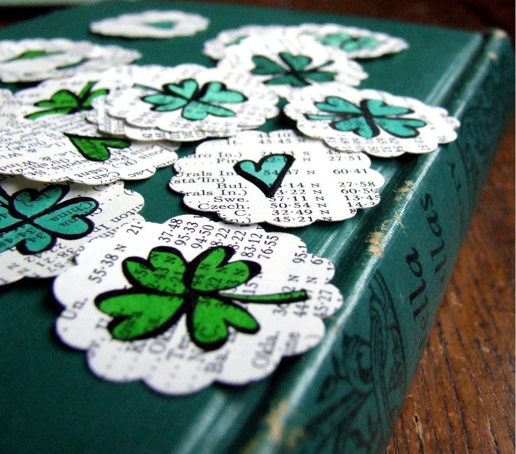 Lucky Green Stickers, Shamrocks and Hearts, Package of 20 Hand Drawn Envelope Seals handmade by KisforCalligraphy