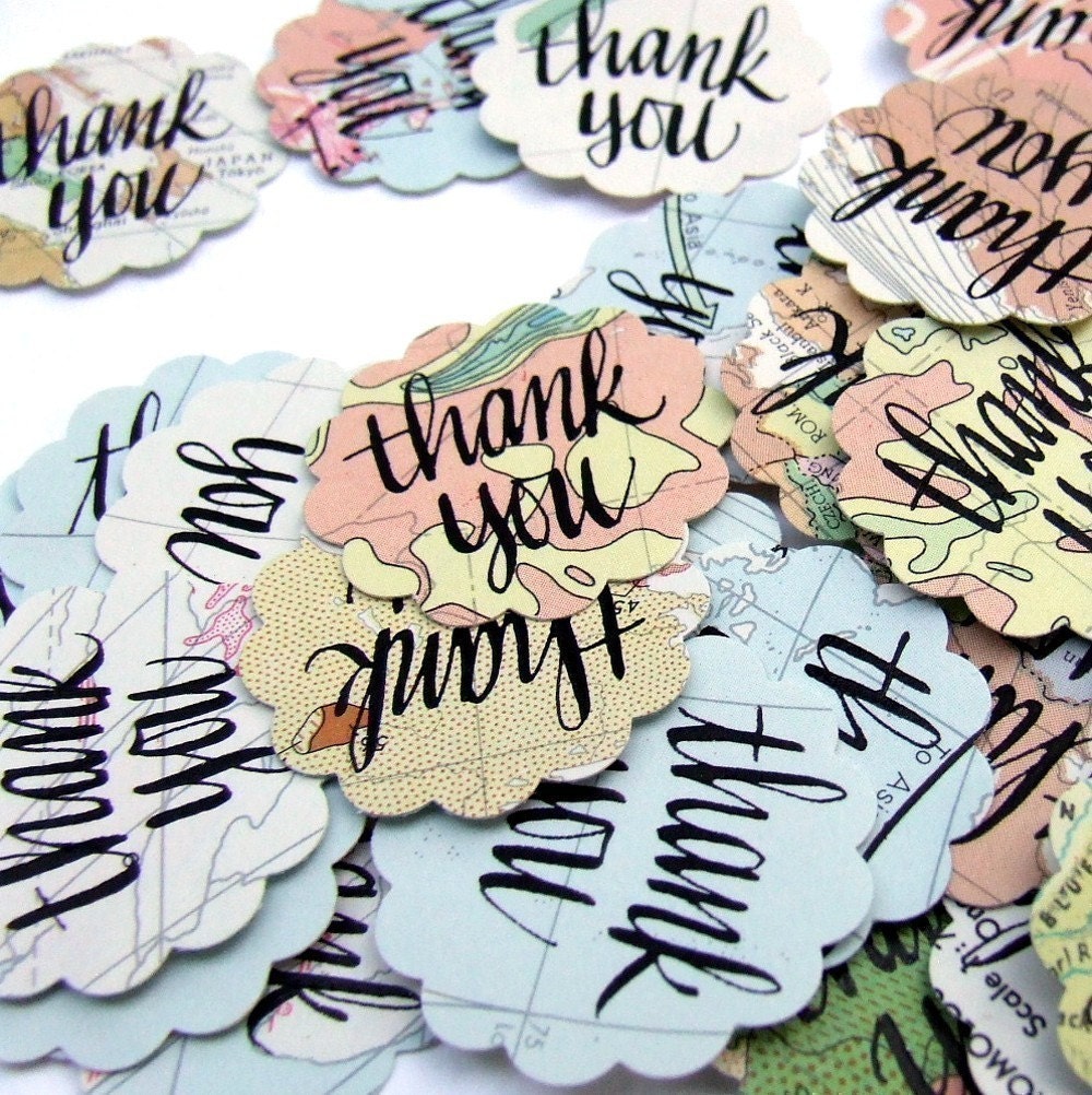 Vintage Atlas Thank You Envelope Seals