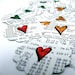 Heart Stickers, 20 hand drawn heart stickers handmade with recycled vintage atlas paper by KisforCalligraphy seal your love notes