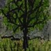 japanese washi monotype and watercolor tree painting