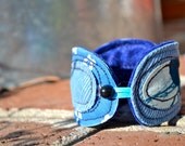blue fiber art bracelet cuff, textile art, textile jewelry, hippie art MADE TO ORDER