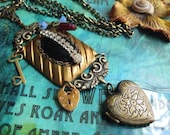 Bling Went the Strings of My Heart - Vintage Mix Locket Necklace - OOAK