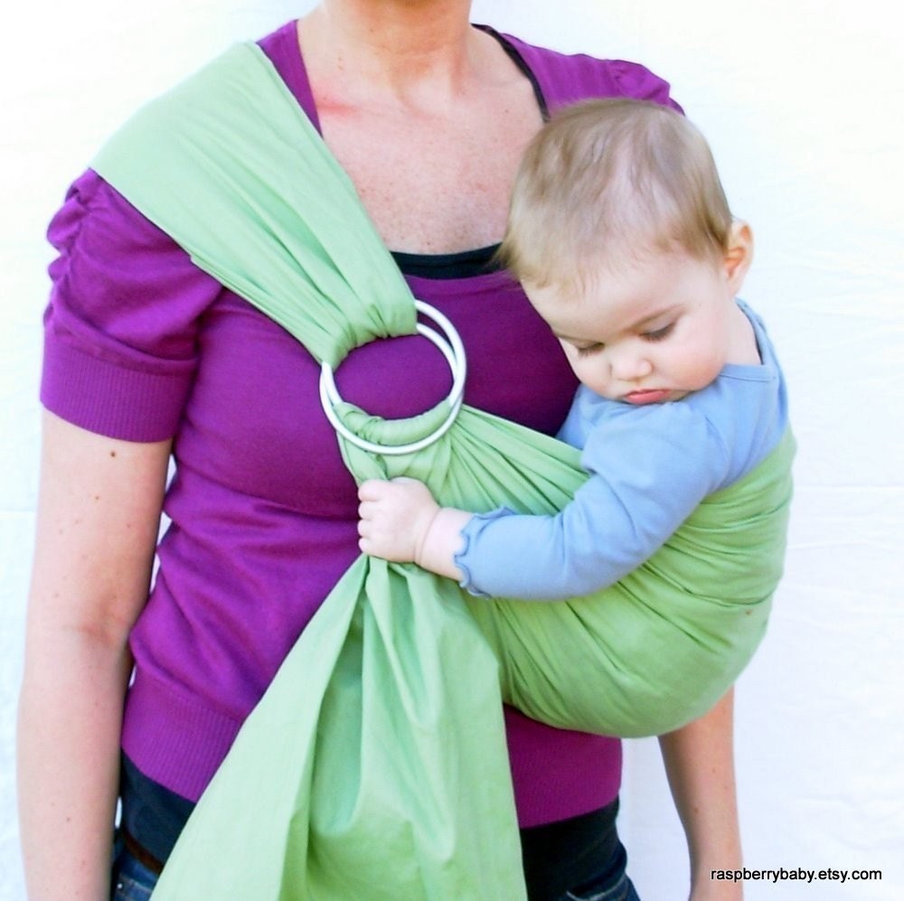 The Original Rustic Baby Sling in CELERY- Ring Sling for infant or toddler -