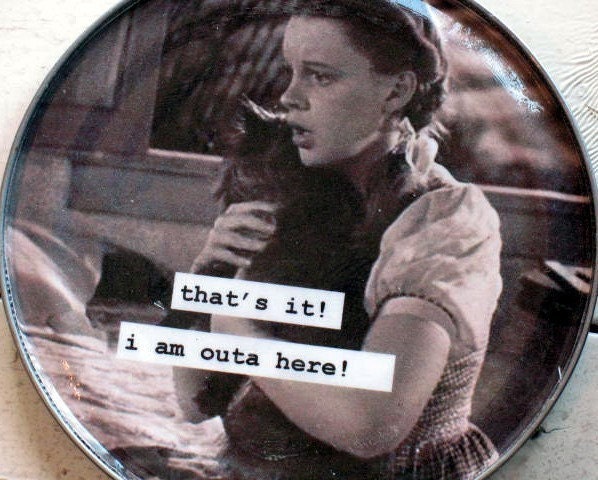 Dorothy and Toto Magnet. I am outa here. Wizard of Oz. Recycled Tin Can Lid