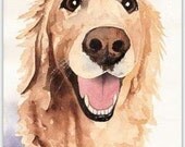 Golden Retriever dog art print from watercolor painting by Rachelle Smith plus FREE card