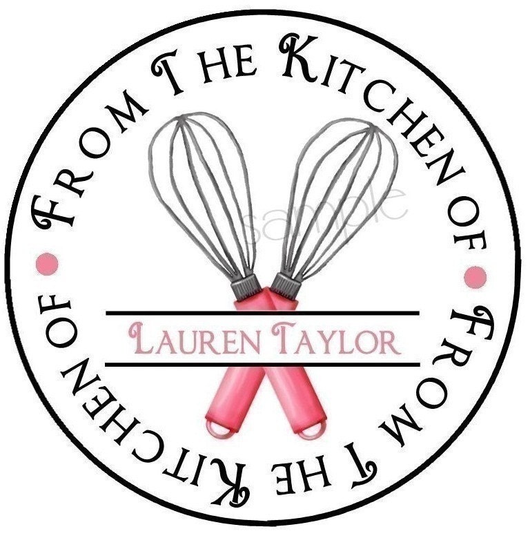 Personalized Baking Stickers/Labels/Tags/ WHISK/Cooking/Custom, Different Colors Available
