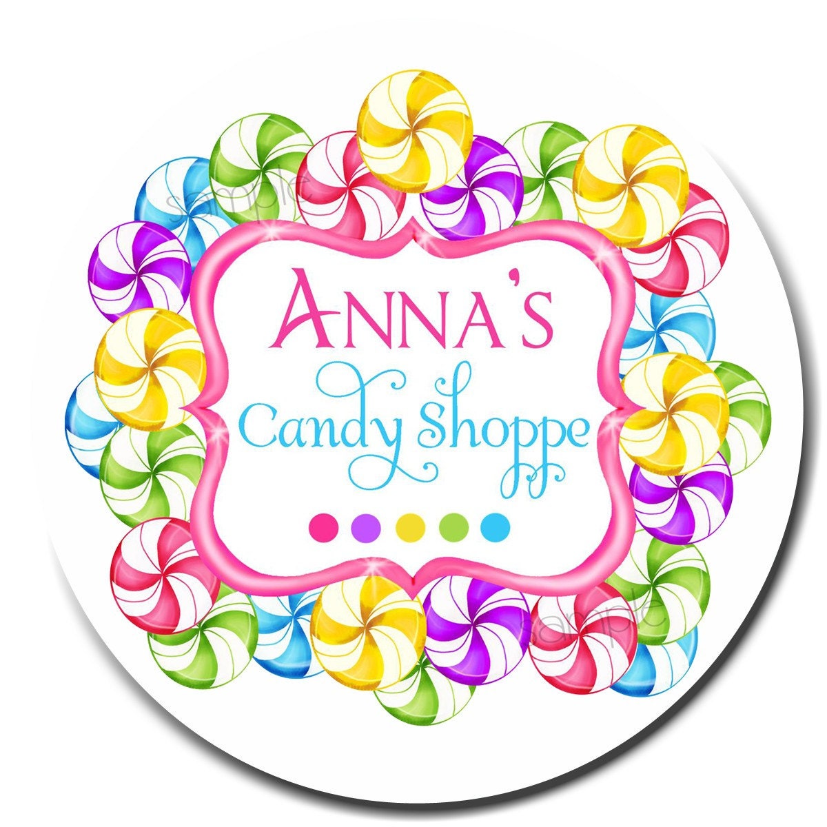 Personalized Candy Stickers, Candy Shoppe Swirl, Rainbow, Candy, Birthday, Children, girls, Labels, seals, favor, custom Il_170x135