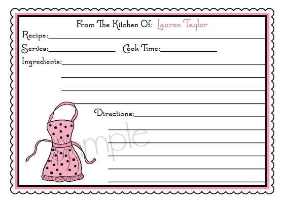 Personalized Recipe Cards, Littlebeane Cooking Apron, Cooking, Baking, Kitchen, Wedding, Shower, Hostess, Housewarming, set of 12 Il_570xn