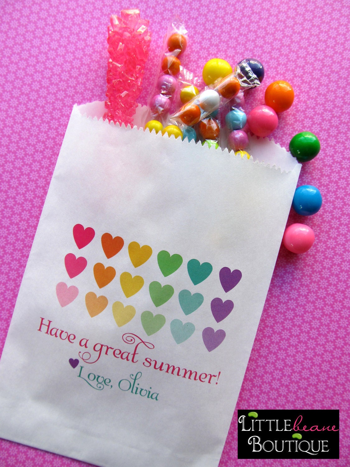Personalized Candy Bags, Hearts, Favor bags, Candy Buffet, Birthday party, Sweets, Treats, Choose any Design in my Shop, Set of 24 Il_570xn