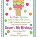 Ice cream Invitations, Ice Cream Cone, Ice cream social,  Birthday party , Children,  Favor, Party