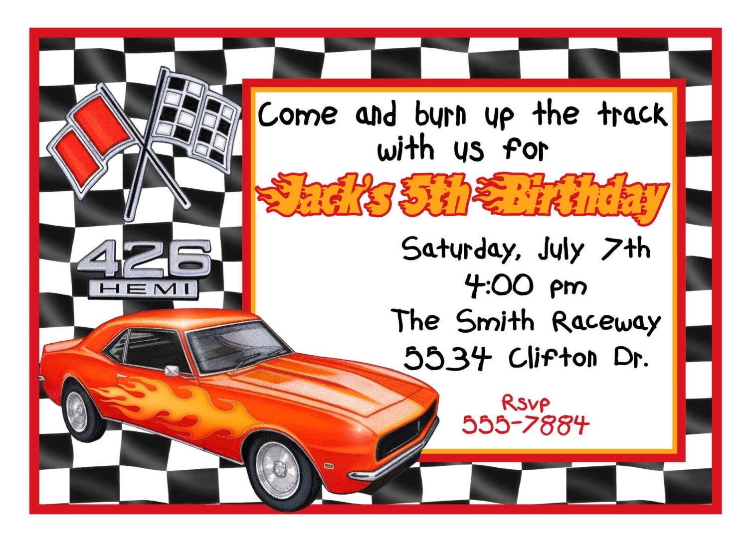 Racing Car Invitations