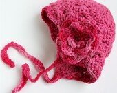 Crochet Baby Hat -  Raspberry Bonnet