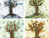 Four Seasons Art - Four Seasons of Trees - Set of four apple tree inspired 8x8 fine art prints