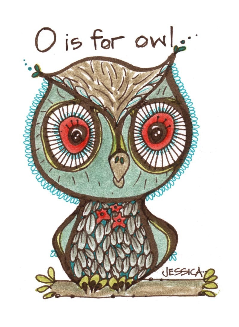 O is For Owl - Limited Edition Fine Art Print - Childrens Art - edition of 25 only