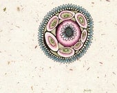 Float - 8x8 Original Illustration - ink and colored pencil on flower petal paper