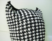 hand knit black and white horned hat - beaconknits