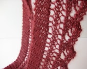hand knit lacy wine silk and mohair scarf - beaconknits