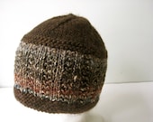 hand knit brown wool and silk hat - beaconknits