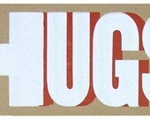 HUGS Red and White Hand Printed Letterpress Cards - 8 pack