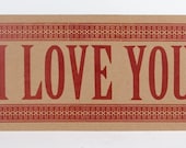 I LOVE YOU Oversize Postcard Hand Printed Letterpress Red