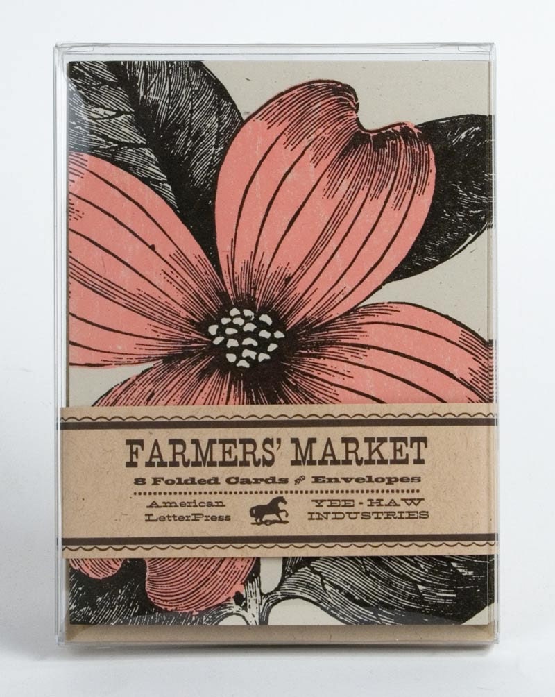 PINK DOGWOOD Greeting CARDS Farmers Market Letterpress Card Pack of 8