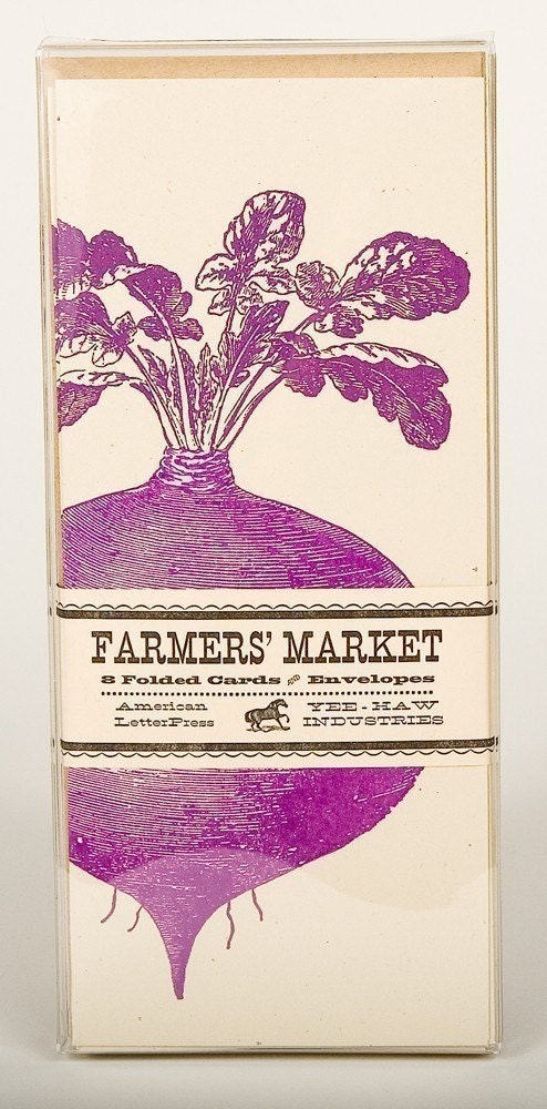 BEET GREETING CARDS Farmers Market Letterpress Card Pack of 8 a10 size
