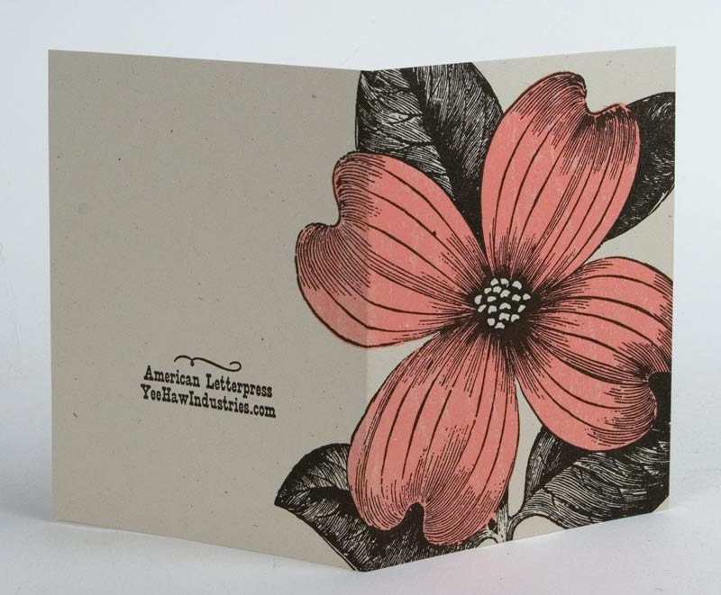 PINK DOGWOOD Greeting CARDS Farmers Market Letterpress Card Pack of 8